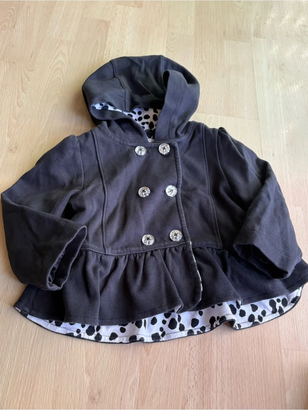 Gymboree Girls 2T 3T Fancy Dalmatians double button hooded peplum jacket jewel
